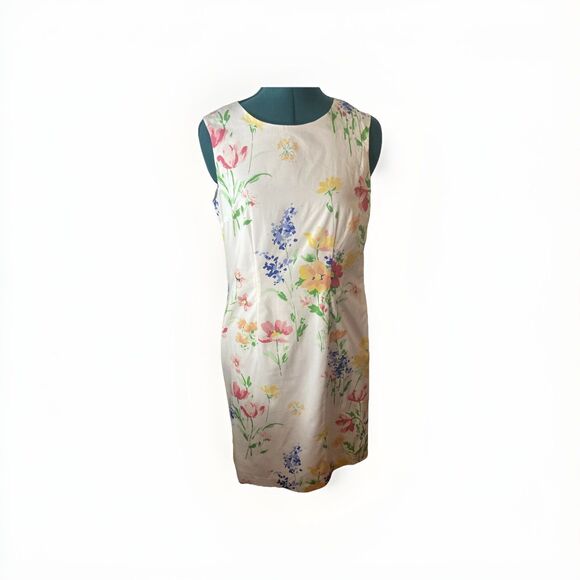 Casual Corner Annex Womens Sz 8 Spring Florals Sheath Dress Easter Cotton - Picture 1 of 12